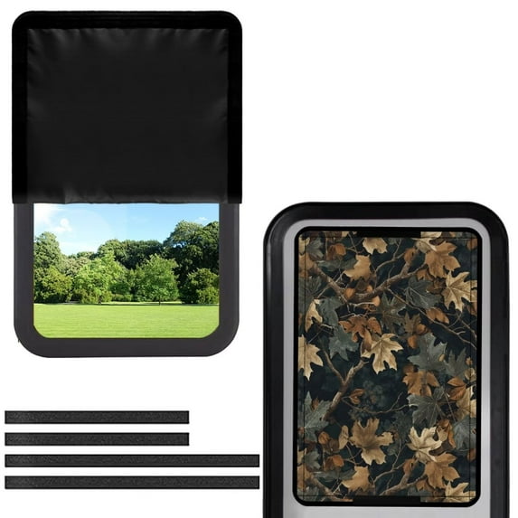 Psesaysky RV Door Window Shade Cover, Camper Sunshade Privacy Screen Window Cover, 17.3x26 inches,Travel Trailer Motorhome Sun Shade RV Accessories, Hunting Camo Leaves