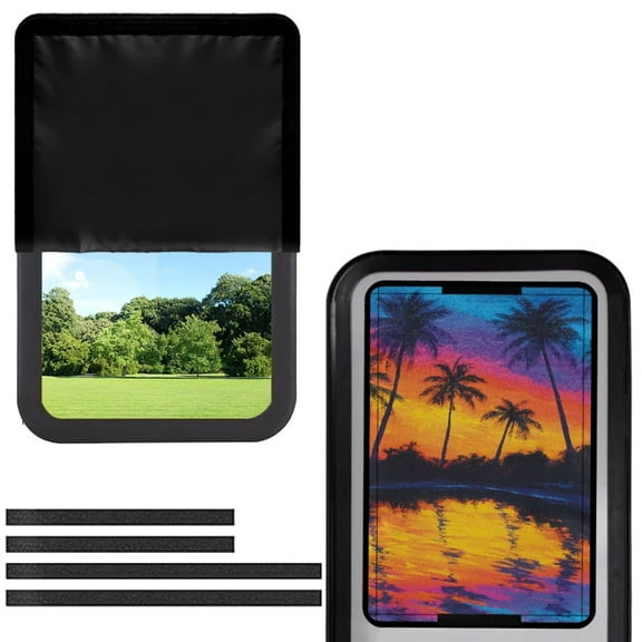 Psesaysky RV Door Window Shade Cover, Sun Blackout Fabric for UV Rays Protection for Camper Privacy Entrance, Hawaii Palm Tree Sunset (17.3x26 inch)