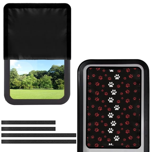 Psesaysky RV Door Window Shade Cover, Sun Blackout Fabric for UV Rays Protection for Camper Privacy Entrance, Red Paws (17.3x26 inch)