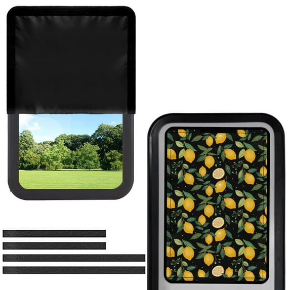 Psesaysky RV Door Window Shade, Foldable RV Blackout Window Cover, Stylish Sun Shade with Reflective Silver Coating, UV Protection Camper Screen Door Protector, Yellow Lemon