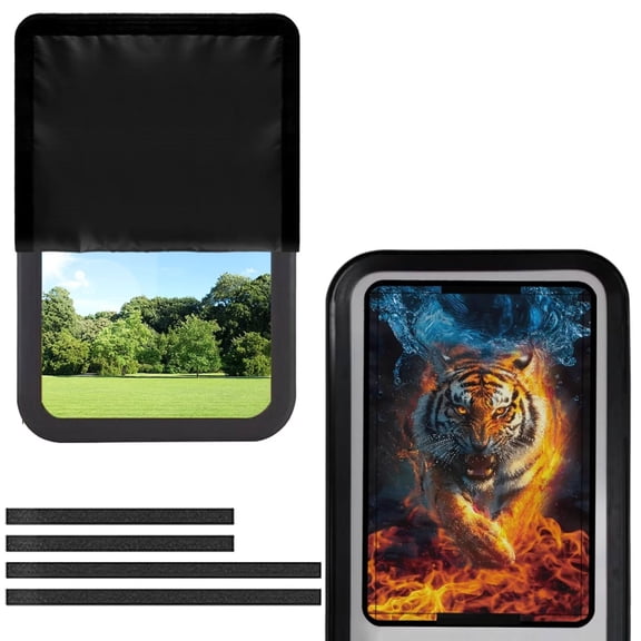 Psesaysky RV Entry Door Window Shade Sunshade Hook and Loop Fastener Camper Privacy Entrance Sun Blackout Fabric 17.3" x 26" (Fierce Tiger)