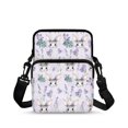 thumbnail image 1 of Psesaysky Rabbit Lavender Print Crossbody Shoulder Bag Polyester, 2 Zippers Adjustable Crossbody Cell Phone Purse for Unisex Daily Travel, 1 of 7