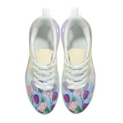 Psesaysky Rainbow Atmospheric Cushion Running Shoes for Girls Ladies Tulip Pattern Casual Walking Shoes Fashionable Print Tennis Shoes