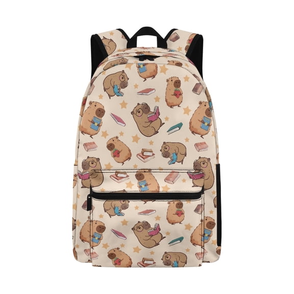 Psesaysky Reading Capybara Backpack School Bags for Teen Girls Boys Lightweight 17 Inch Travel Laptop Bookbag with Smooth Zipeper Back to School Gifts
