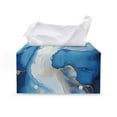 thumbnail image 1 of Psesaysky Rectangular Tissue Box Cover, Pu Leather Rectangle Tissue Box Holder with Bottom Buckle Modern Stylish Facial Organizer for Home, Car, Hotel, Office 9.7"X5.2"X5.1" (Blue Marbling), 1 of 7