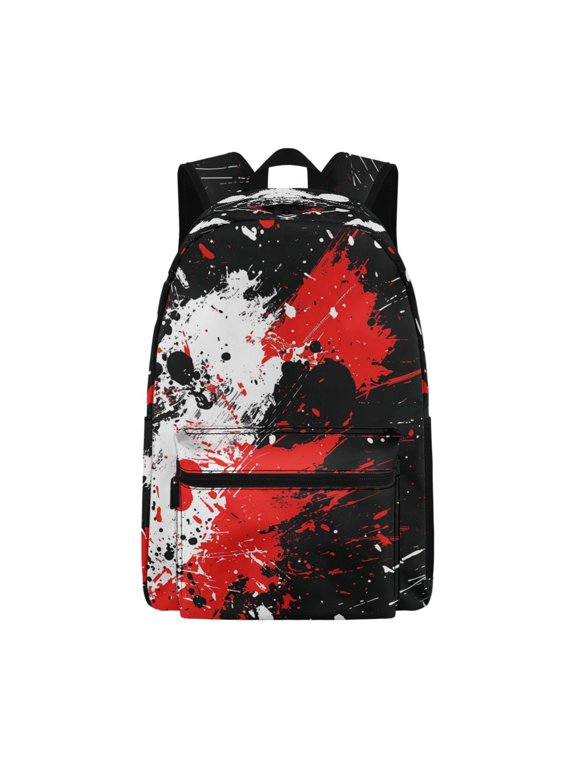 Red Black Paint Splash Cute Backpack for Kids Teens Girls Boys School Bag Elementary Middle School Backpack Back to School Gifts Children 17" Bookbag