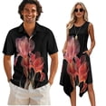 thumbnail image 1 of Psesaysky Red Iris Print Sleeveless Womens Tank Dress Mens Short Sleeve Shirts Beach Sundress with Pockets Vacation Aloha Shirts Couples Matching Hawaiian Outfit, 1 of 7