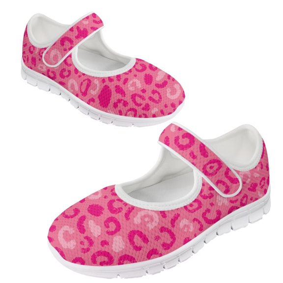 Psesaysky Red Printed Casual Shoes for Ladies Girls Light Shock-Absorption Velcro Sneakers Easy to Wear Size 5.5-10