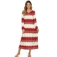 thumbnail image 1 of Psesaysky Red Stripes Print Nightgowns for Women Long Sleeves Nightgown Soft Sleepwear Button V Neck Sleepshirt Long Nightgown for Pajama Party, 3XL, 1 of 7