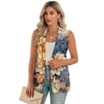 thumbnail image 1 of Psesaysky Retro Flower Print Womens Casual Blazers Open Front Sleeveless Work Office Suit Jackets Blazer Lapel Collar Suit Vest with Pockets, Size 3XL, 1 of 6