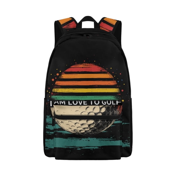 Psesaysky Retro Golf Ball Big Student Hiking Backpack Travel Bookbag Storage for Girls Boys Kids Teens Students