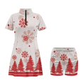 thumbnail image 1 of Psesaysky Retro Red Snowflake Tree Print Womens Tennis Dress Christmas Wrap Skirt with Built in Shorts A Line Short Sleeve Sundress for Women Athletic Exercise Outfit with Pockets, 1 of 7
