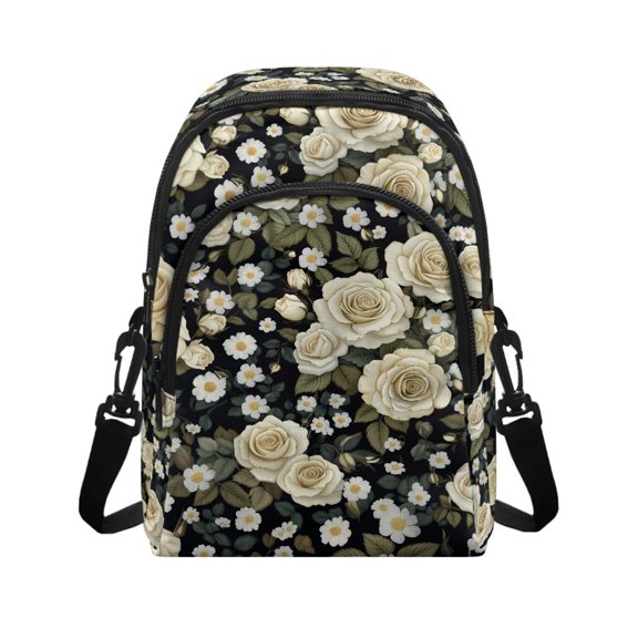 Psesaysky Rose Pattern Sling Bag with Anti Theft Adjustable Strap Fanny Pack for Travel, Polyester Small Crossbody Wallet