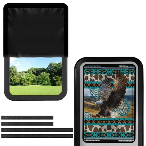 Psesaysky Rv Door Window Shade, Half-Fold Design Camper Sun Shade Windshield Blackout Cover, Aztec Eagle Mandala RV Accessories Fits for Interior Door Window 17.3 x 26 inch