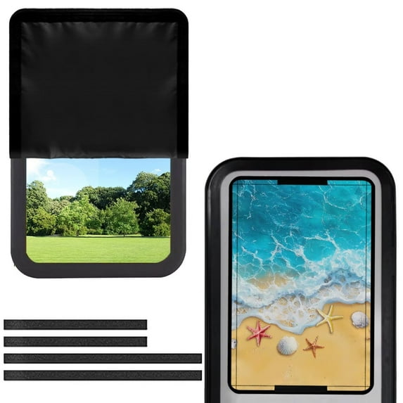 Psesaysky Rv Door Window Shade, Half-Fold Design Camper Sun Shade Windshield Blackout Cover, Cute Beach Starfish RV Accessories Fits for Interior Door Window 17.3 x 26 inch