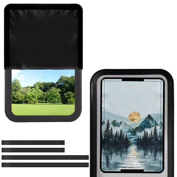 Psesaysky Rv Door Window Shade, Half-Fold Design Camper Sun Shade Windshield Blackout Cover, Forest Landscape Moon RV Accessories Fits for Interior Door Window 17.3 x 26 inch