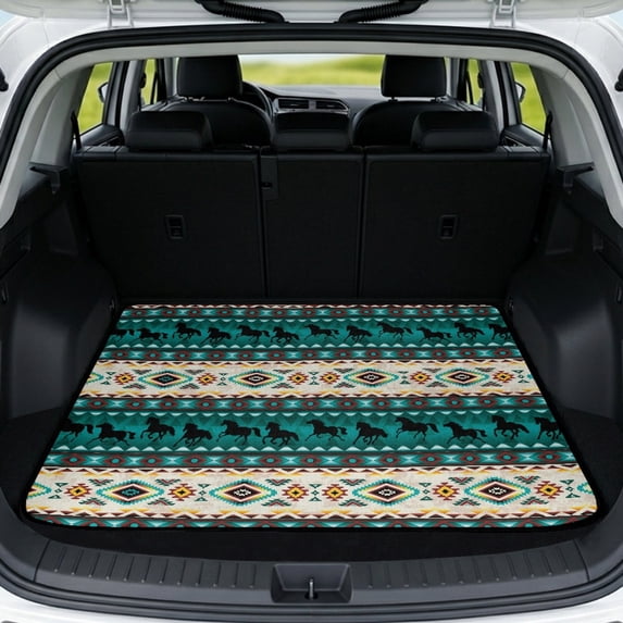 Psesaysky SUV Cargo Mat for Pet Tribal Horse Geometric Print, Fashion Trunk Mat, Scratch-Resistant All-Season 29" x 39"