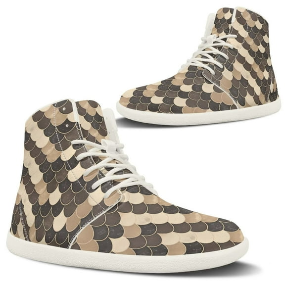 Psesaysky Scale Printed Sneakers PU Leather Easy to Maintain Women's Breathable Comfortable Barefoot Shoes Size 6-13.5