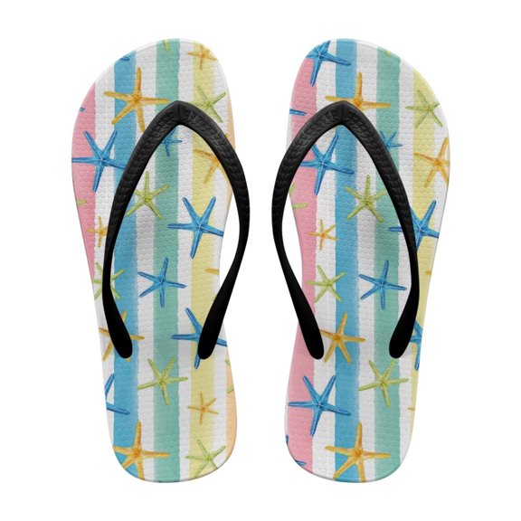 Psesaysky Sea Starfish Printed Sandals for Indoor Outdoor Daily Wear Convenient Flip Flops for Women Girls Size 5-9