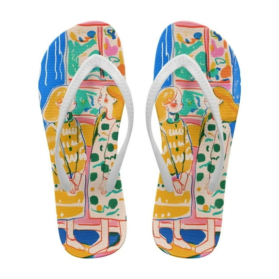 Psesaysky Self Portrait Printing Flip Flops for Women Big Girls Soft Footbed Comfortable Durable Bathroom Beach Sandals Size 5-9