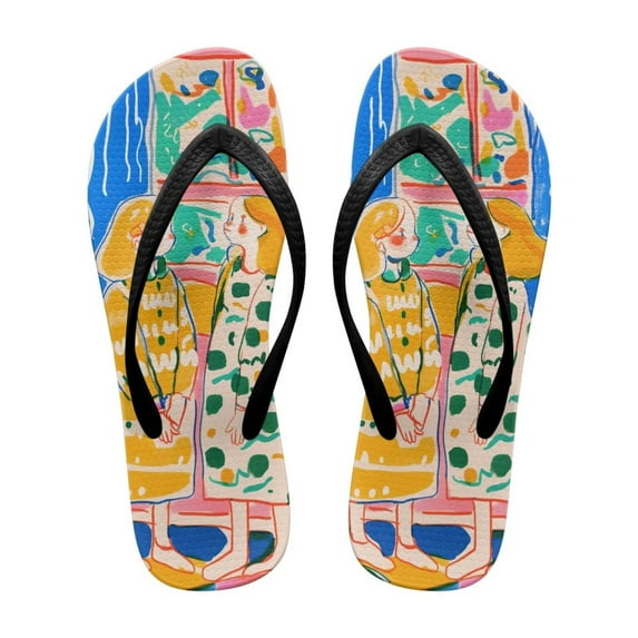 Psesaysky Self Portrait Printing Flip Flops for Women Big Girls Soft Footbed Comfortable Durable Bathroom Beach Sandals Size 5-9
