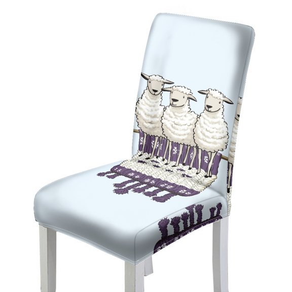 Psesaysky Sheep Flock Pattern Polyester Fabric Dining Chair Covers with Stain-Resistant, Stretch Washable Chair Covers Slipcovers for Home Hotel