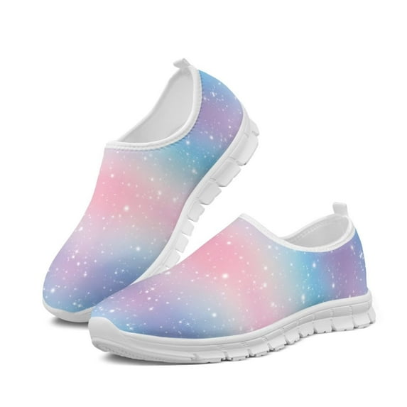 Psesaysky Shining Night Sky Print Casual Shoes for Women Girls Light Breathable Walking Sneakers Size 5.5-11.5