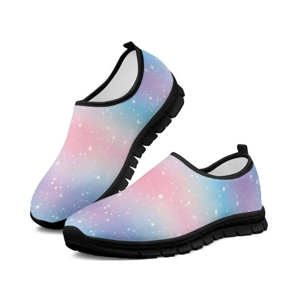 Psesaysky Shining Night Sky Print Casual Shoes for Women Girls Light Breathable Walking Sneakers Size 5.5-11.5