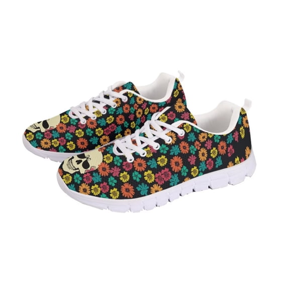 Psesaysky Skull Embroidered Floral Trainer Running Shoes Non Slip ...