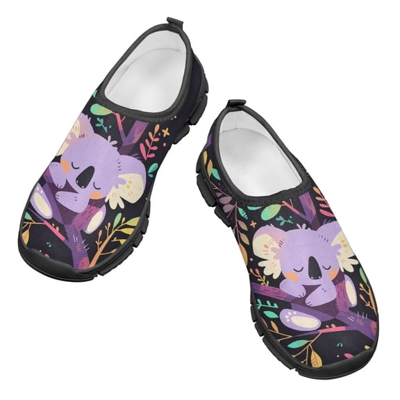 Psesaysky Sleepy Koala Printed Shoes for Little Girls Non-Slip Comfortable Durable Casual Shoes Loafers Size 11-15