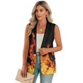 thumbnail image 1 of Psesaysky Sleeveless Blazer with Flame Design Print Lapel Collar Suit Vest for Women Winter Business Casual Outwear with Pockets, Size 4XL, 1 of 6