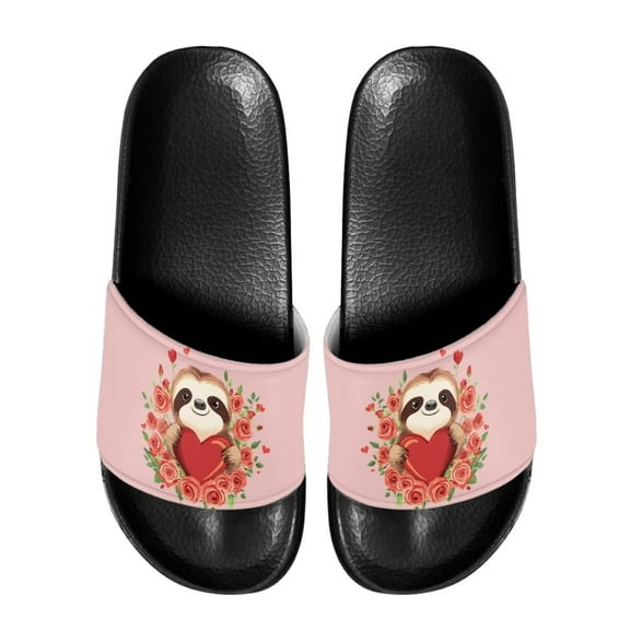 Psesaysky Sloth Printed Sandals for Women Big Girls Indoor Outdoor Soft Comfortable Sandals for Summer Size 6-13.5