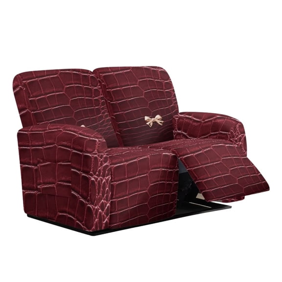 Psesaysky Snake Bow Print Reclining Couch Cover 2 Seat Recliner Cover Form Fit with Console Split Reclining Design