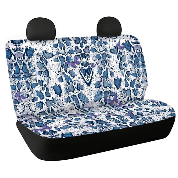 Psesaysky Snake Print Butterflies Rear Bench Seat Covers with SUV Sedan, Comfortable Waterproof Stretch Back Seat Protectors (2 Pack)