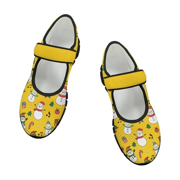 Psesaysky Snowman Pattern Casual Shoes for Spring Breathable Comfortable Velcro Sneaker for Girls Women Size 5.5-10