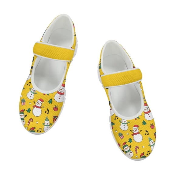 Psesaysky Snowman Pattern Casual Shoes for Spring Breathable Comfortable Velcro Sneaker for Girls Women Size 5.5-10
