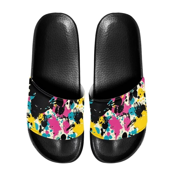 Psesaysky Soft Comfortable Tie-Dye Slide Sandals PU Upper Easy to Clean and Maintain Swimming Pool Bathroom Slide Sandals Anti-Slip Durable Beach Sandal