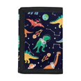 thumbnail image 1 of Psesaysky Space Dinosaur Trifold Card Wallet, Polyester Portable Lightweight Kids Wallet for Outdoor Sports and Travel, 1 of 6