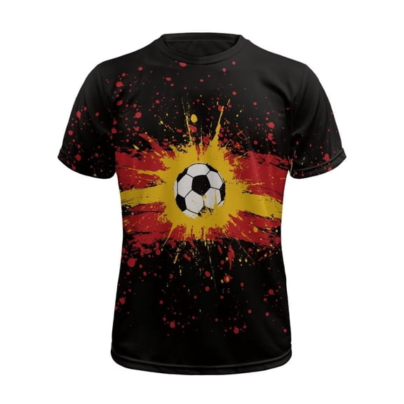 Psesaysky Spain Flag Football Print Mens Soccer Jersey Summer Football Kit Quick Dry Athletic Football Shirt for Men & Youth Short Sleeve Tops Sports Outfits S-4XL