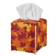 thumbnail image 1 of Psesaysky Square Tissue Box Cover Fall Decor, Waterproof Pu Leather Car Tissue Holder with Metal Button Maple Leaves Orange Napkin Holder Organizer for Bathroom, Bedroom, Hotel, Office Desk, 1 of 7