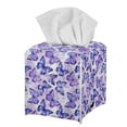 thumbnail image 1 of Psesaysky Square Tissue Box Cover PU Leather, Purple Butterflies Waterproof Car Tissue Holder Storage for Bathroom Vanity, Countertops, Dressers, Night Stand, Parlors and Offices, 1 of 7