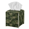 thumbnail image 1 of Psesaysky Square Tissue Box Cover, Waterproof Pu Leather Car Tissue Holder with Metal Button Green Camo Dinosaur Napkin Holder Organizer for Bathroom, Bedroom, Hotel, Office Desk 5.1"X5.1"X5.5", 1 of 7