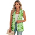 thumbnail image 1 of Psesaysky St. Patrick's Suit Vest for Women Trendy Green Luck Leaves Print Summer Business Casual Sleeveless Open Front Blazers Suit Vests Top Pockets Work Office, Size M, 1 of 6