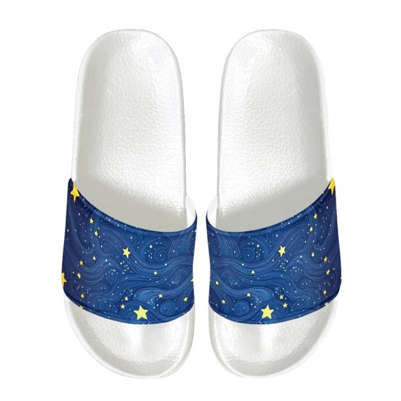 Psesaysky Starry Sky Blue Slide Sandals for Girls Women Flexible Soft Flip Flops Suitable for Indoor Outdoor Size 6-13.5