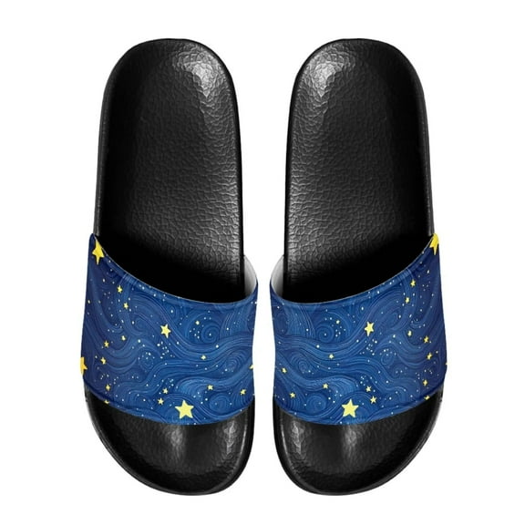 Psesaysky Starry Sky Blue Slide Sandals for Girls Women Flexible Soft Flip Flops Suitable for Indoor Outdoor Size 6-13.5