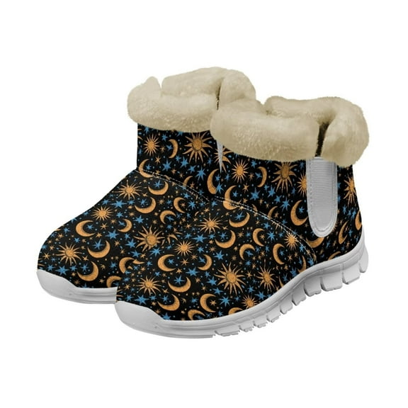 Psesaysky Starry Sky Snow Boots Women Girls Fahsion Printed Snow Boots for Women Shock-Resistant Anti-Slip Winter Boots