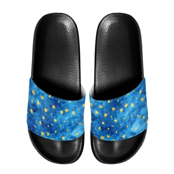 Psesaysky Stars Pattern Slide Sandals for Women Girls Soft Comfortable Blue Sandals Indoor Outdoor Summer Anti-Slip Lightweight Sandals