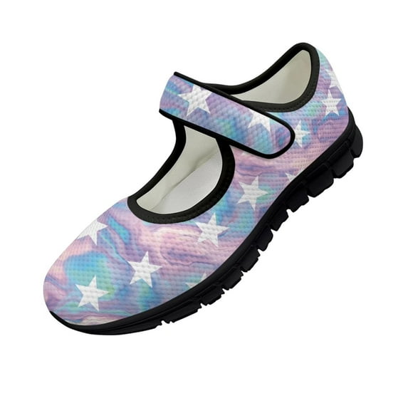 Psesaysky Stars Printed Casual Shoes for Women Girls for School Lightweight Comfortable Walking Shoes Hook & Loop Casual Shoes for Ladies