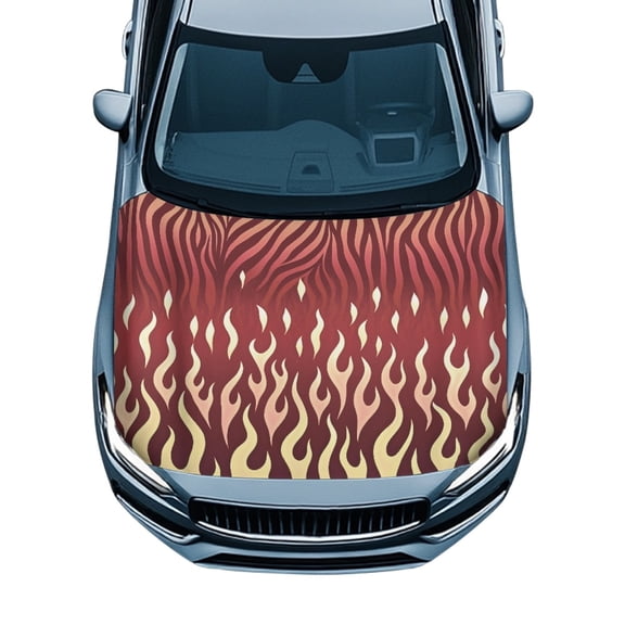 Psesaysky Stretch Fabric Car Hood Cover for Decorate Easy to Install & Clean All Season Protection Car Engine Hood Cover Zebra Print