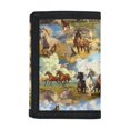 thumbnail image 1 of Psesaysky Stretch Polyester Kids Trifold Wallet with Hook and Loop Fasteners Zipper Children's Wallet for Outdoor, Wild Horse Herd Landscape Print Trifold Card Wallet, 1 of 5